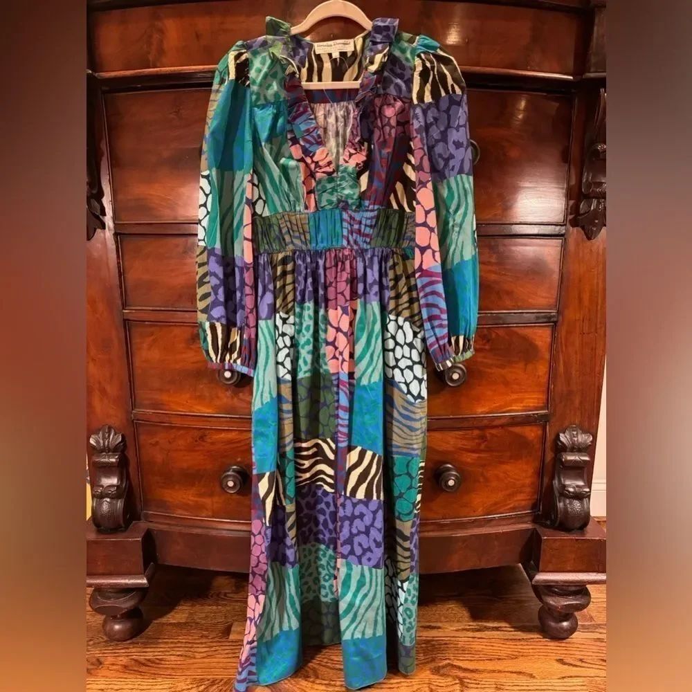 Anthropologie Geisha Designs Long-Sleeve Printed Maxi Dress Size Small - Picture 5 of 8